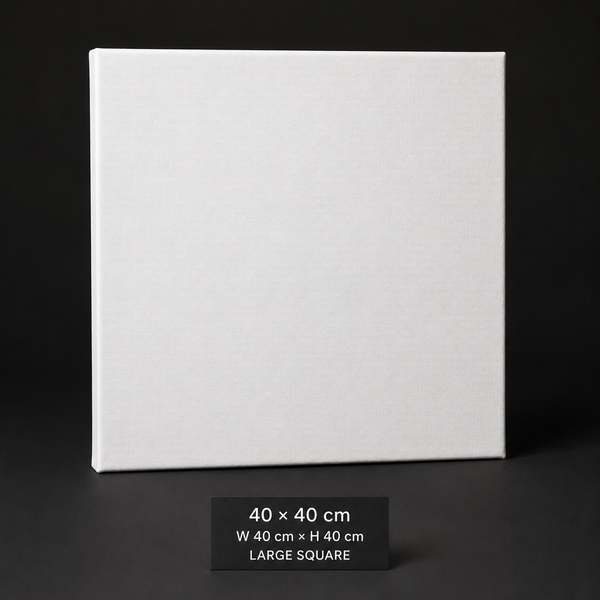 Stretched cotton canvas, 40 x 40 cm large square