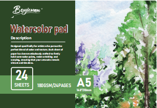 COLOURIVO watercolour pad in A5, 24 sheets at 180 GSM