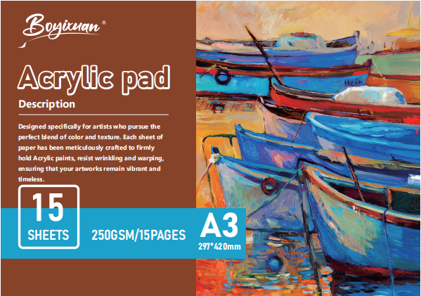 COLOURIVO acrylic pad in A3, 15 sheets at 250 GSM