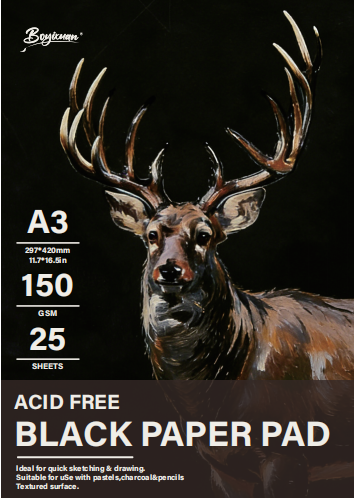 COLOURIVO black paper pad in A3, 25 sheets at 150 GSM