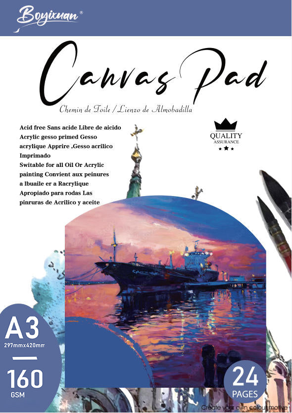 COLOURIVO canvas pad in A3, 24 sheets at 160 GSM