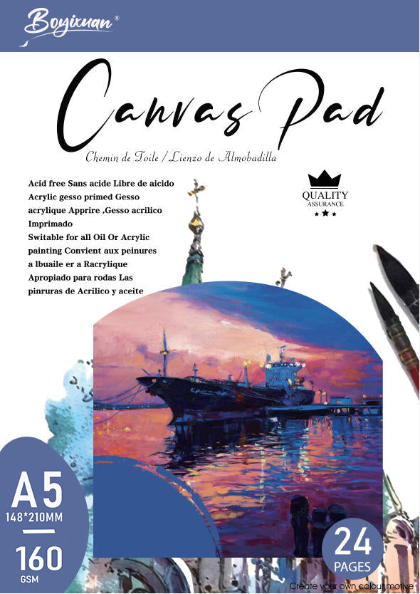 COLOURIVO canvas pad in A5, 24 sheets at 160 GSM
