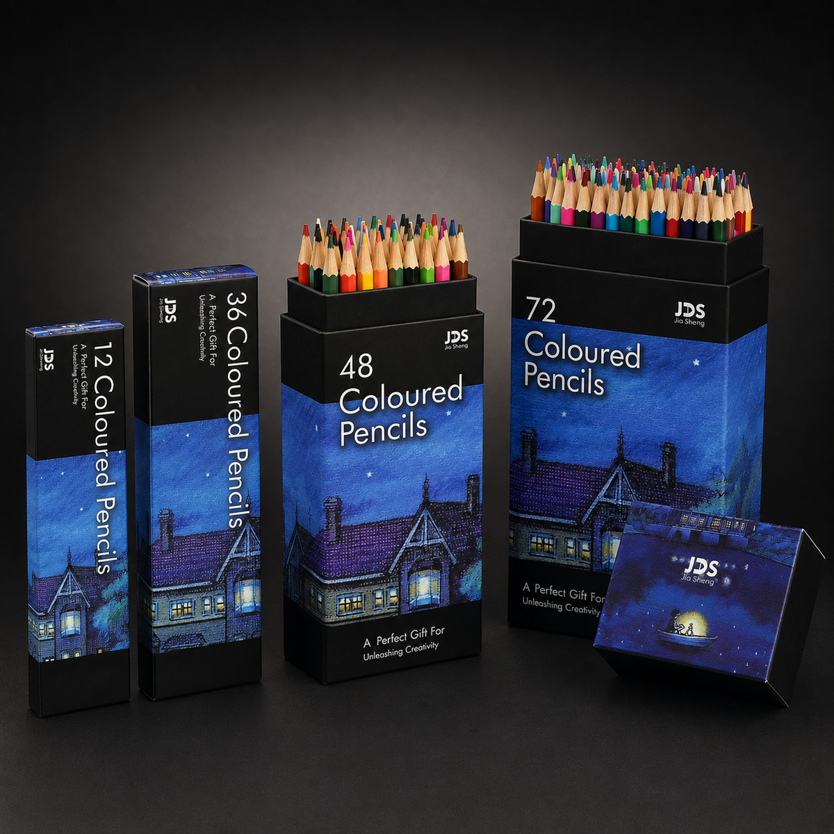 The night sky coloured pencil range in 12, 36, 48 and 72 colours
