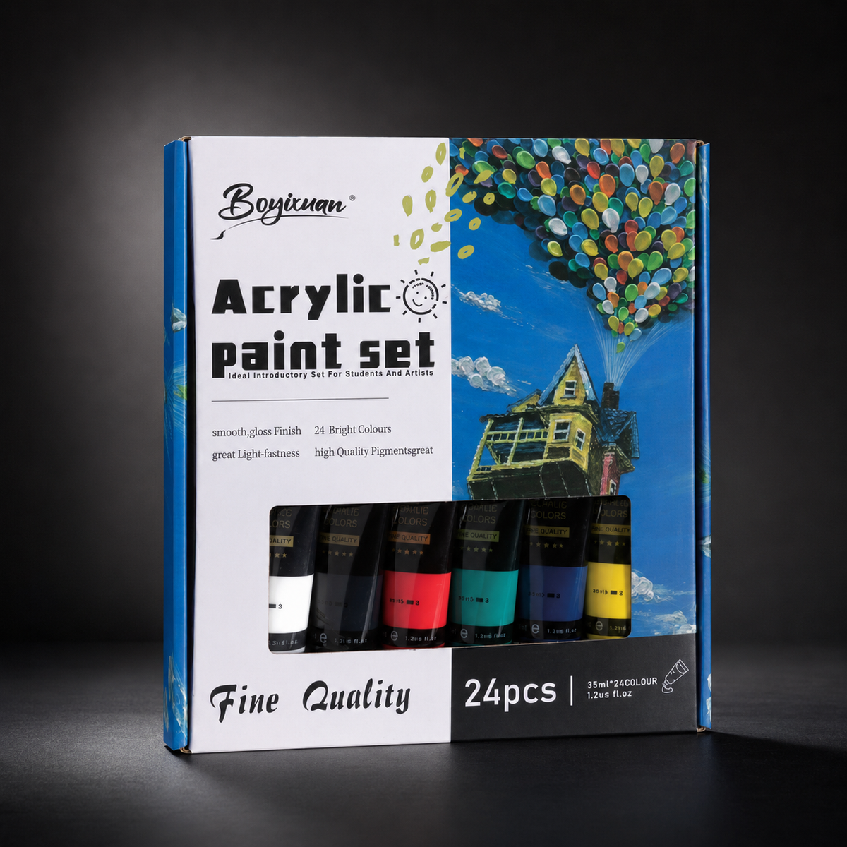 Acrylic paint set, 24 colours in 35 ml tubes, box front