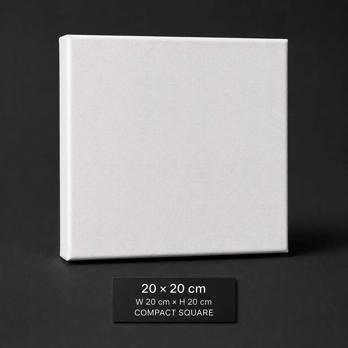 Stretched cotton canvas, 20 x 20 cm compact square