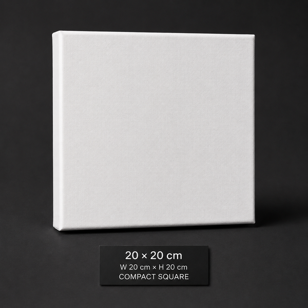 Stretched cotton canvas, 20 x 20 cm compact square