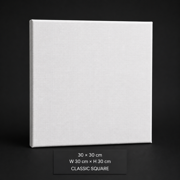 Stretched cotton canvas, 30 x 30 cm classic square
