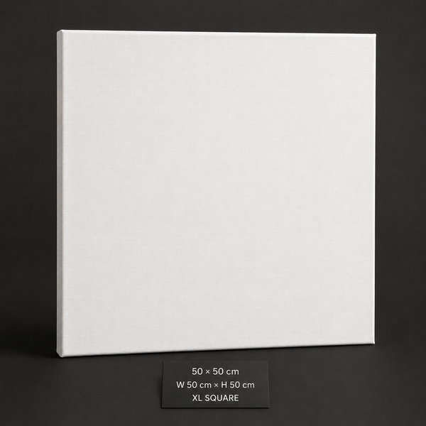 Stretched cotton canvas, 50 x 50 cm XL square
