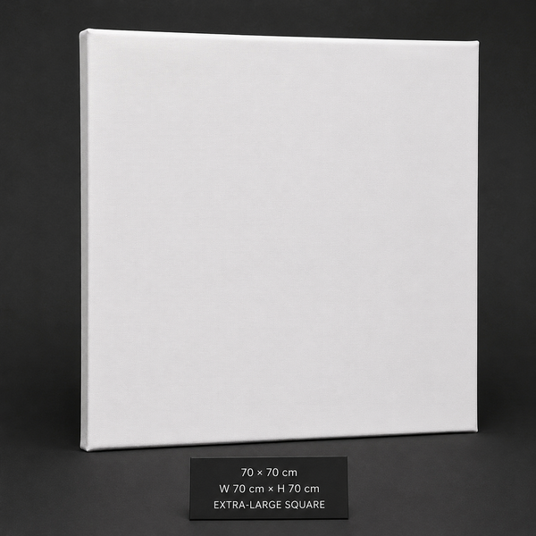 Stretched cotton canvas, 70 x 70 cm extra-large square