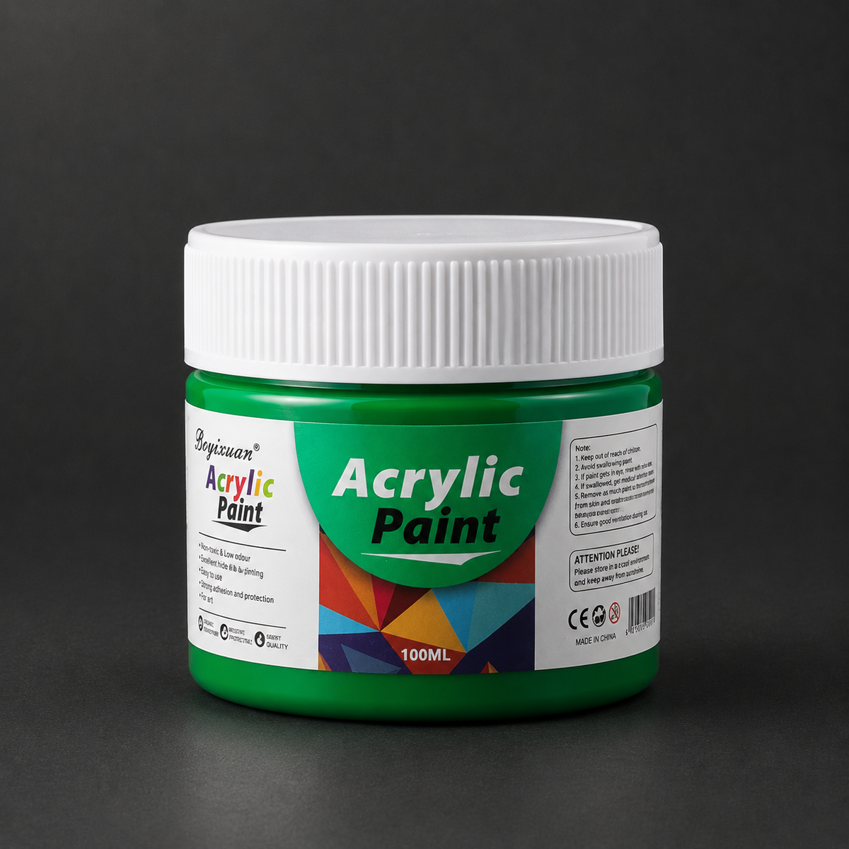 100 ml pot of acrylic paint, green
