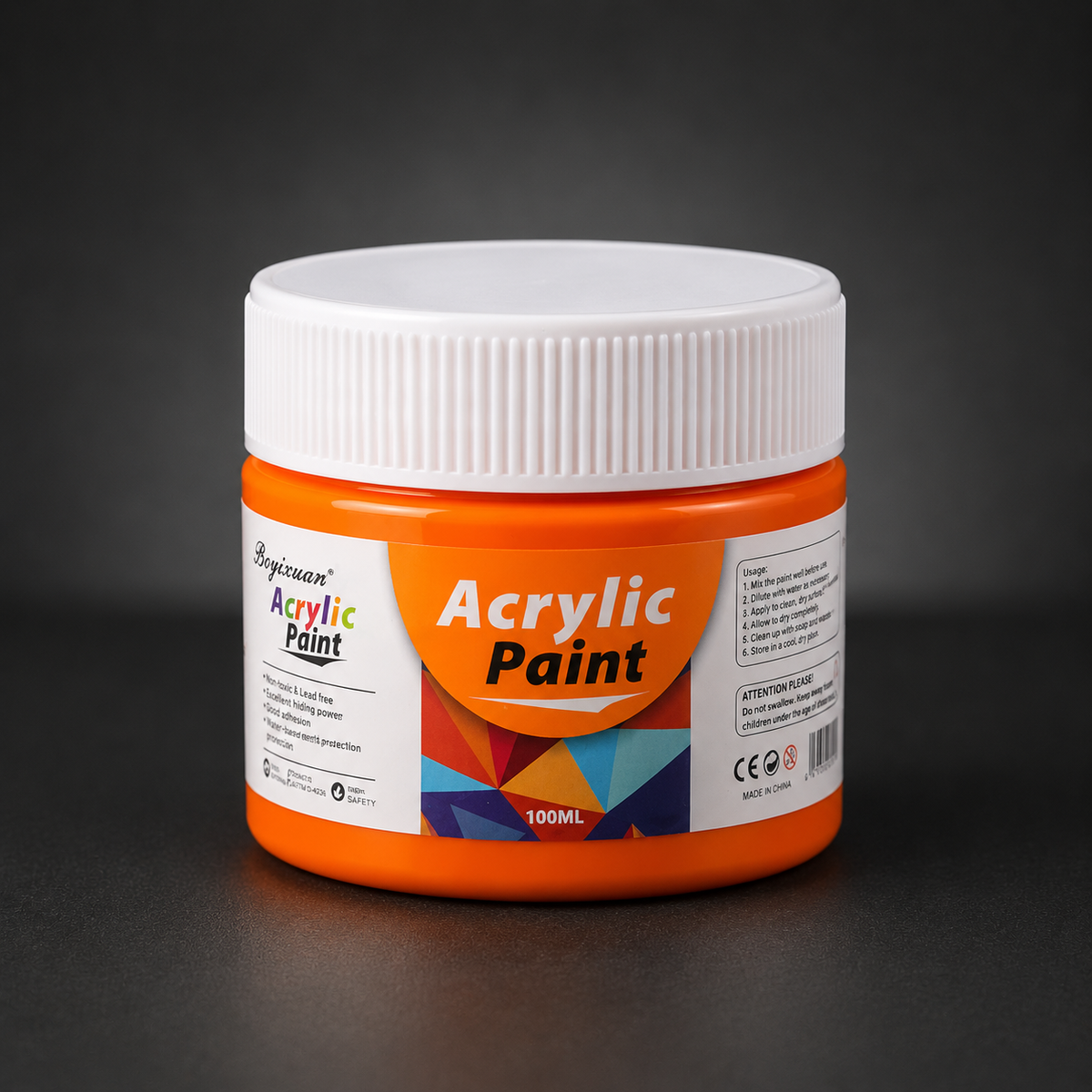 100 ml pot of acrylic paint, orange