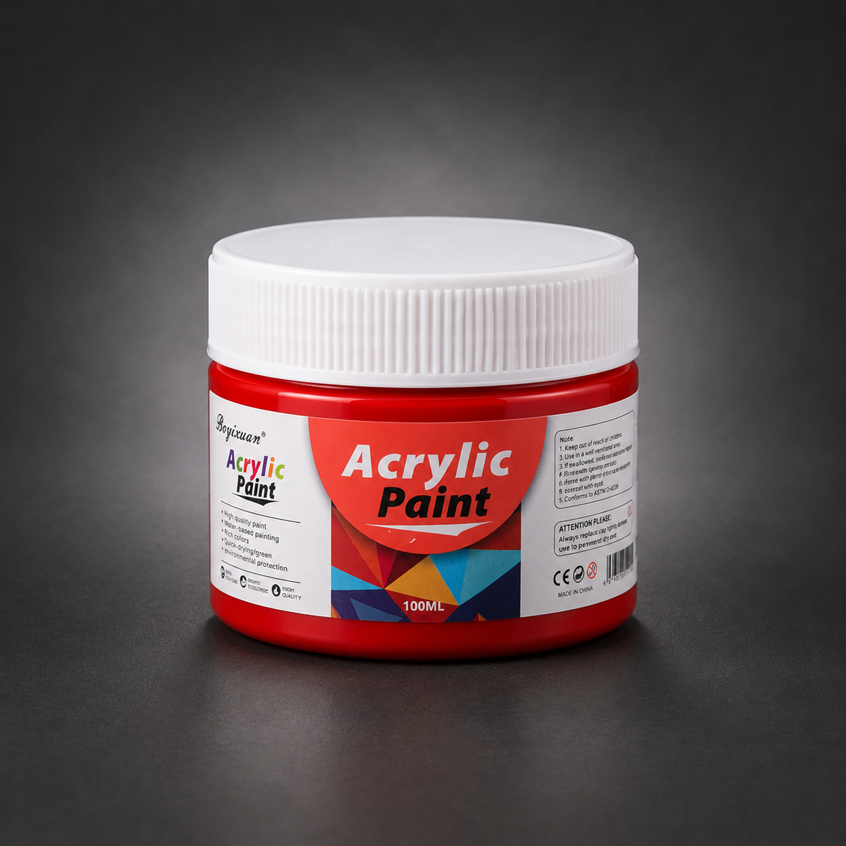 100 ml pot of acrylic paint, red