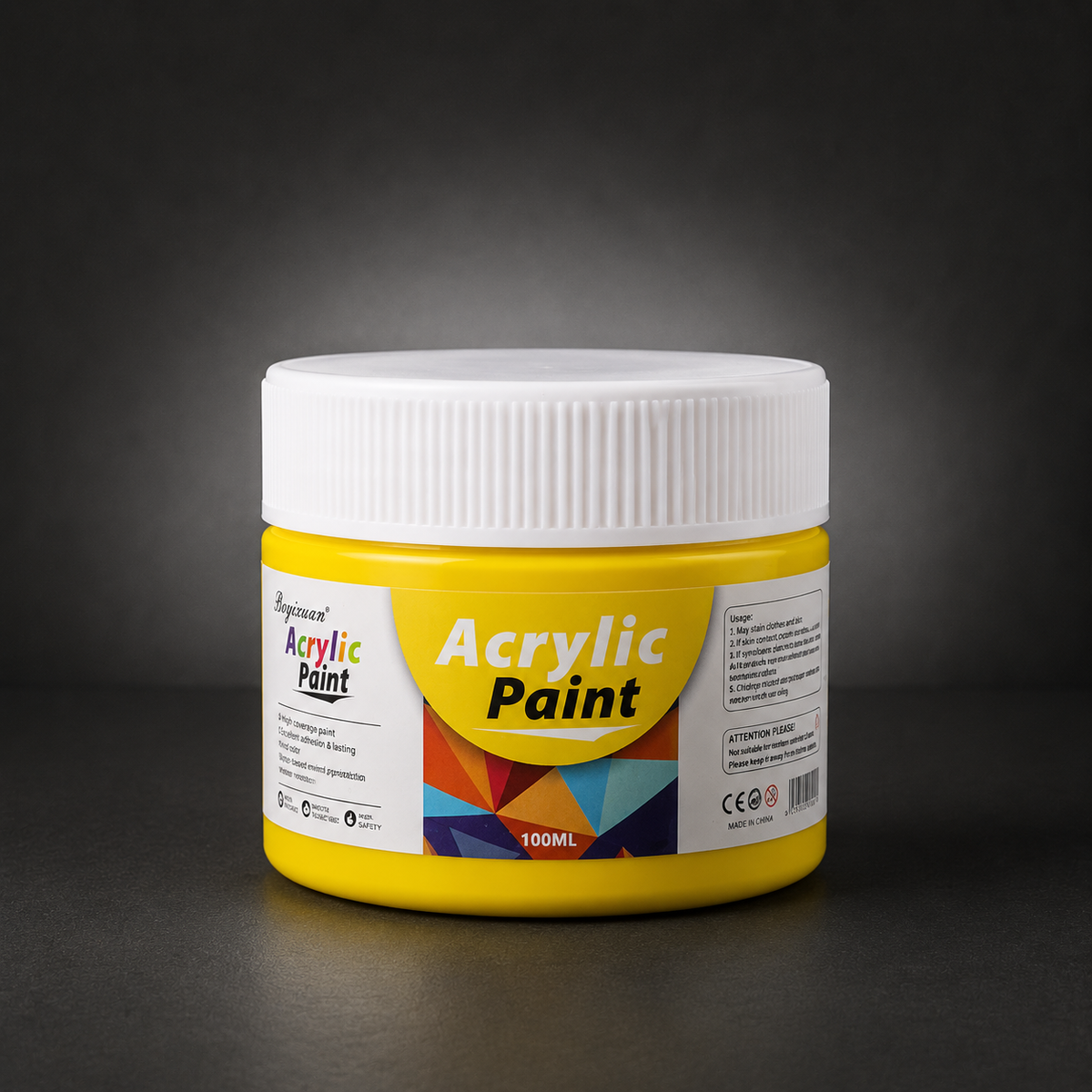 100 ml pot of acrylic paint, yellow