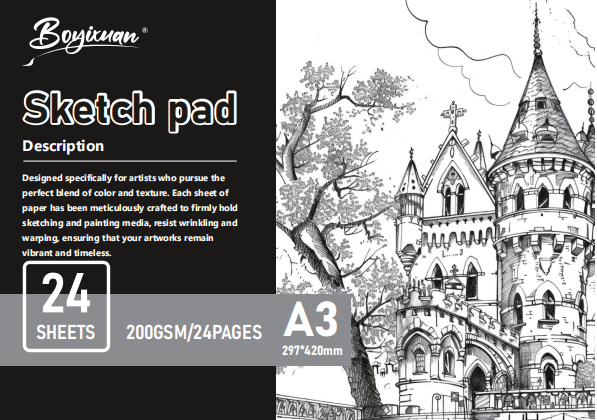 COLOURIVO sketch pad in A3, 24 sheets at 200 GSM
