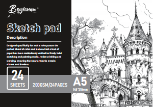 COLOURIVO sketch pad in A5, 24 sheets at 200 GSM