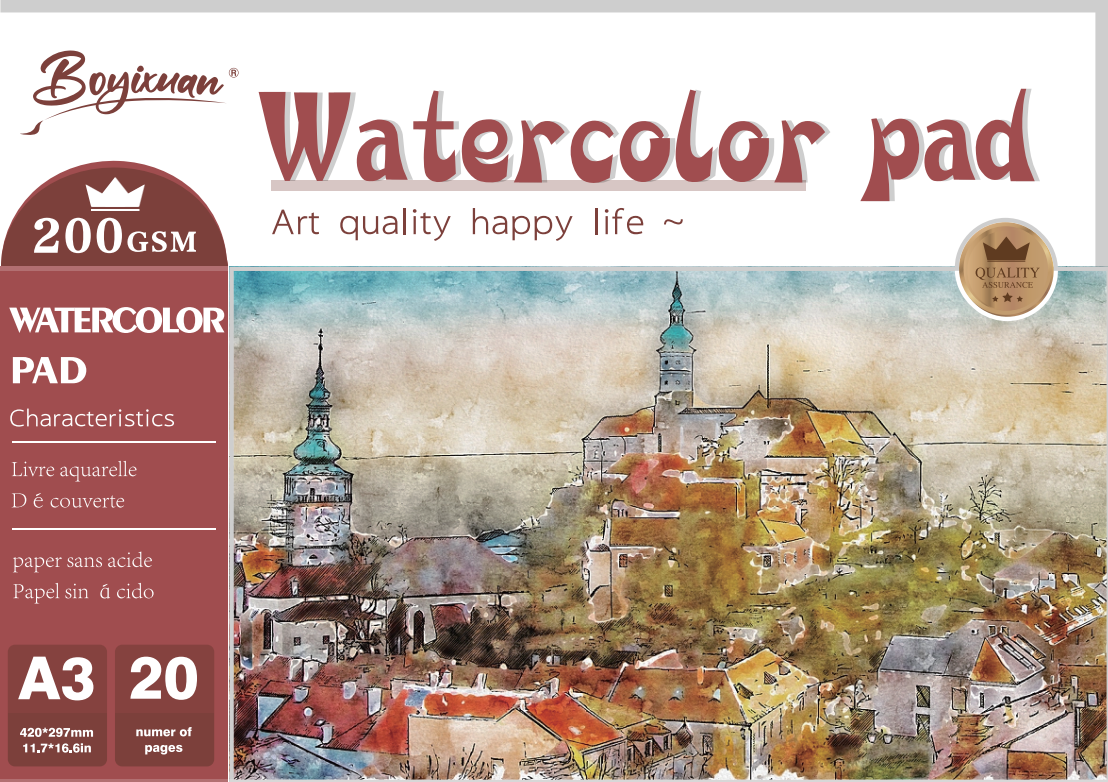 COLOURIVO watercolour pad in A3, 20 sheets at 200 GSM