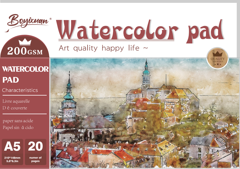 COLOURIVO watercolour pad in A5, 20 sheets at 200 GSM