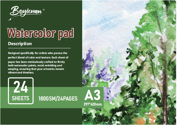 COLOURIVO watercolour pad in A3, 24 sheets at 180 GSM